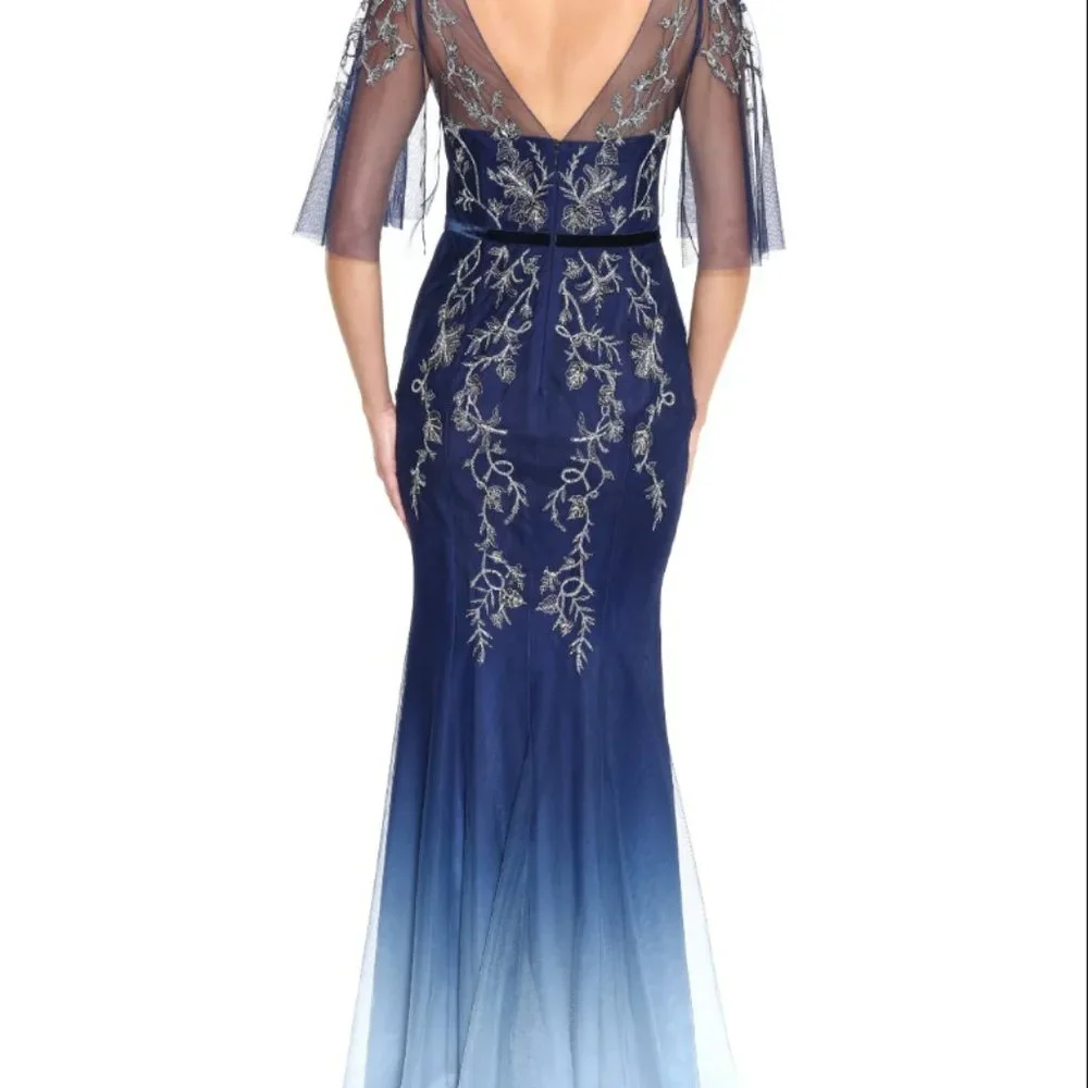 Marchesa Blue Ombre Evening Gown - Picture 2 of 11
